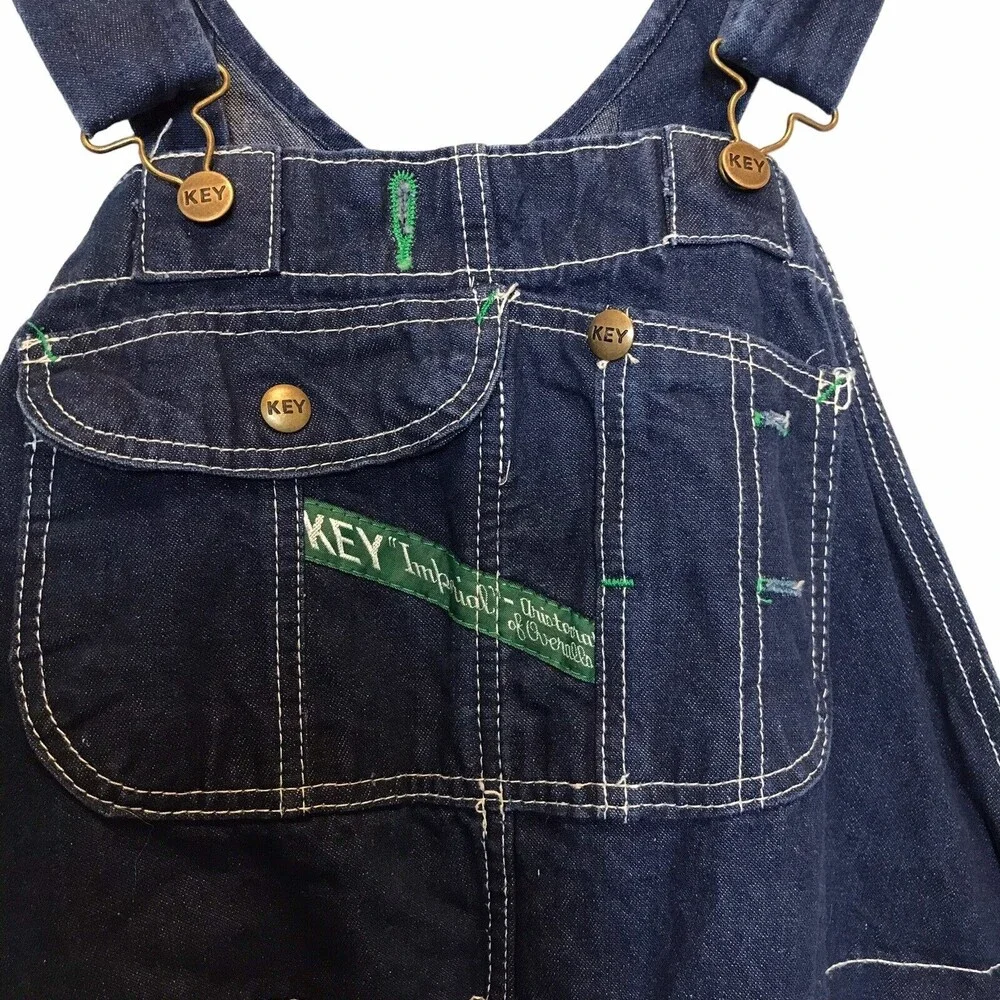 Key Imperial denim bib overalls mens size  42x34  Dark‎ Wash